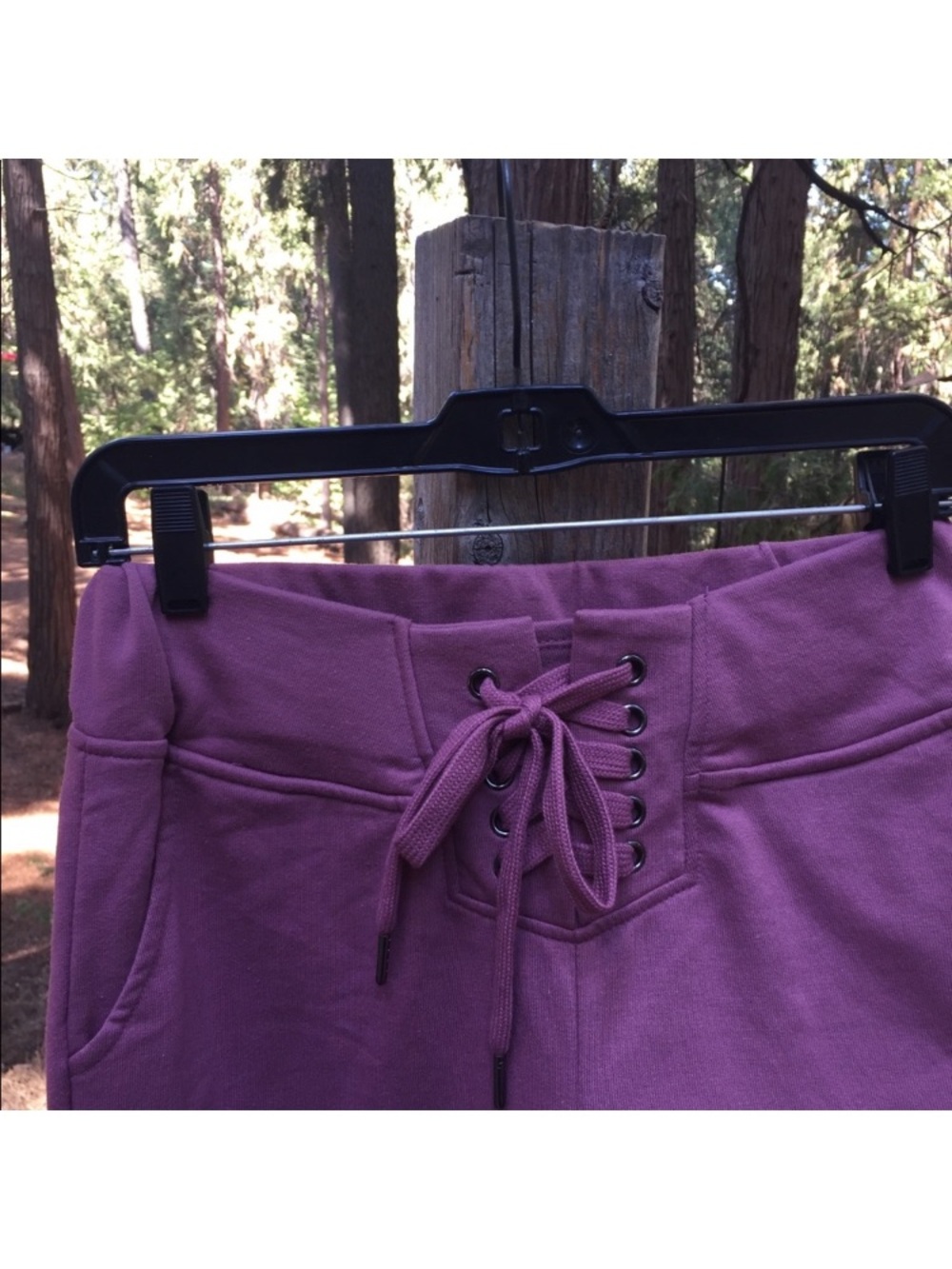 Active USA Purple Lace-Up Waist Track Joggers - Picture 2 of 8